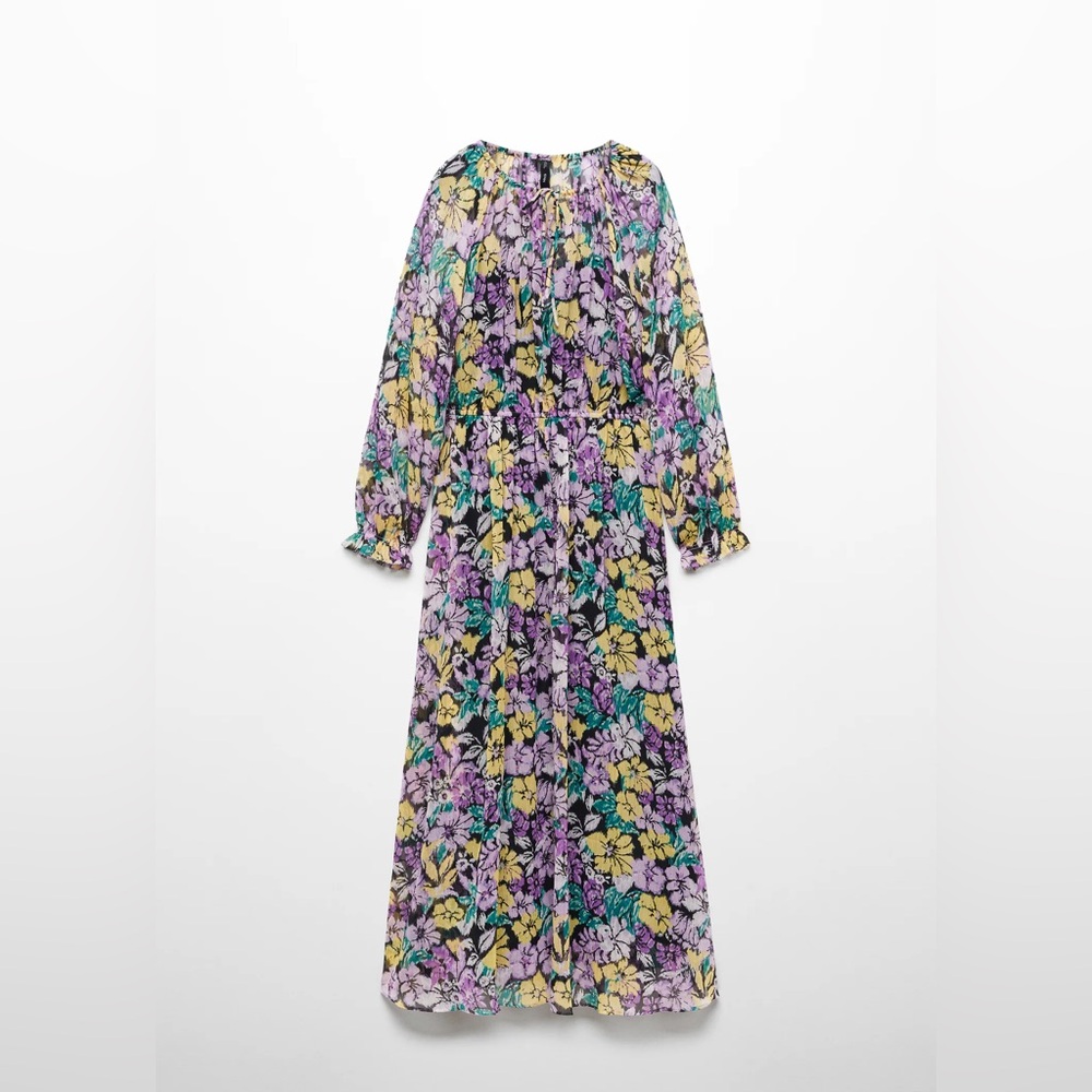 Mango textured floral-pattern dress